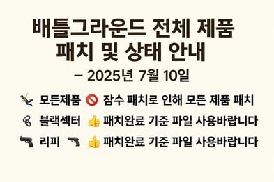 📢 배틀그라운드 전체 제품 패치 및 상태 안내 – 2025년 7월 11일